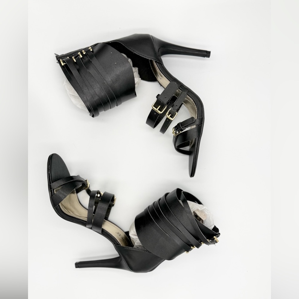 Bumper Black Strappy Heels